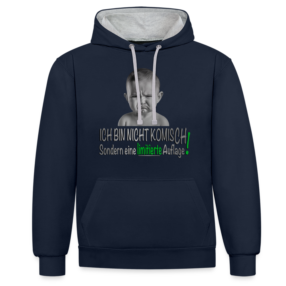 Ich bin nicht komisch 2 Color Hoodie - Navy/Grau meliert