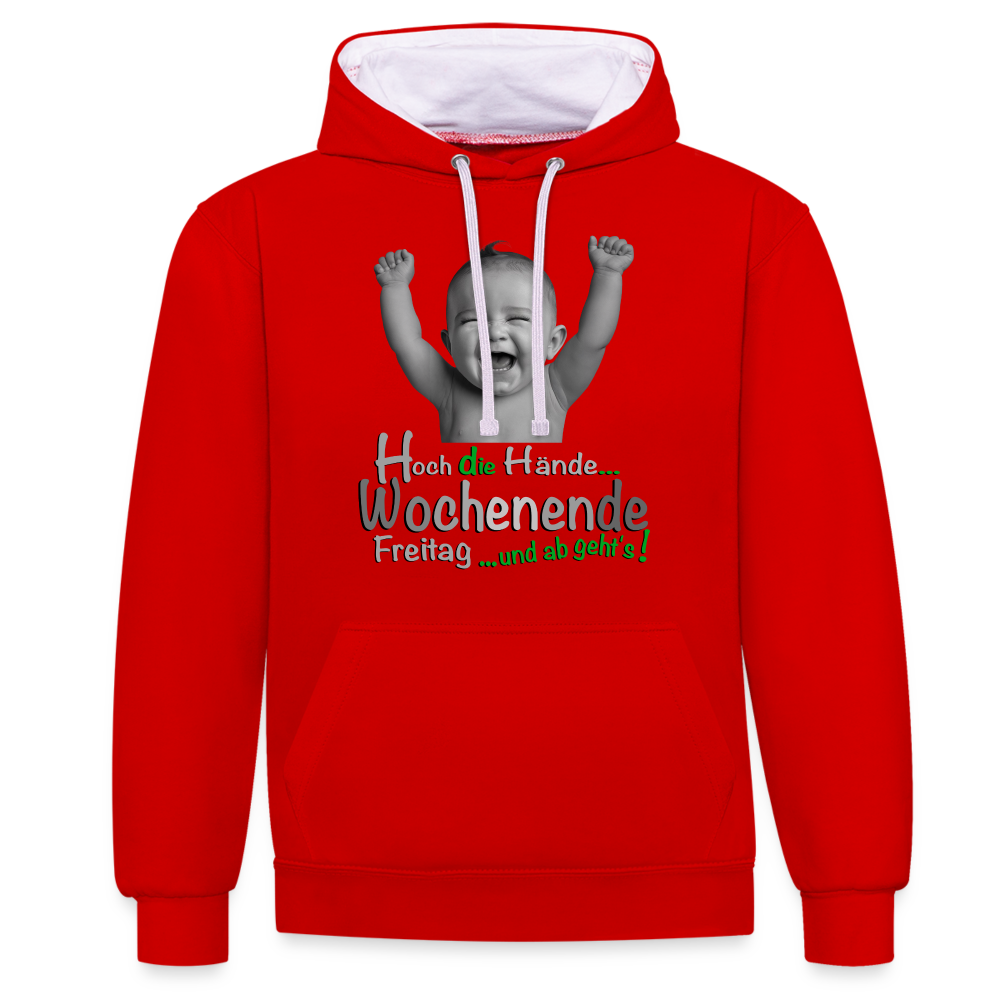 Hoch die Hände Wochenende Hoodie - Rot/Weiß