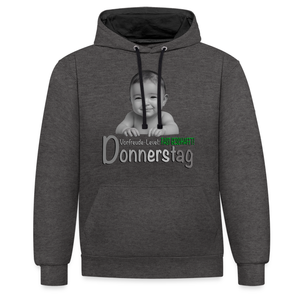 Donnerstag- Vorfreude-Level Hoodie - Anthrazit/Schwarz