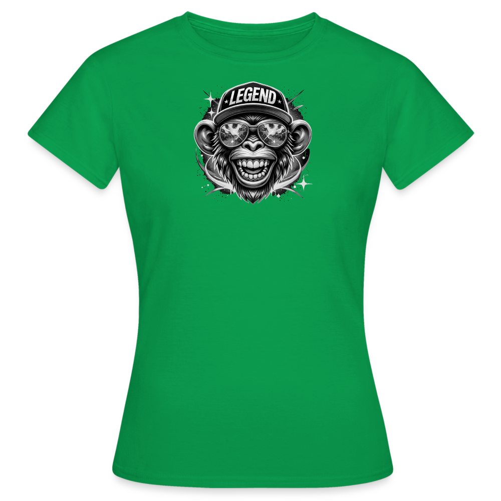 Frauen T-Shirt - lustiges schwarz weiss Affen Motiv - Kelly Green