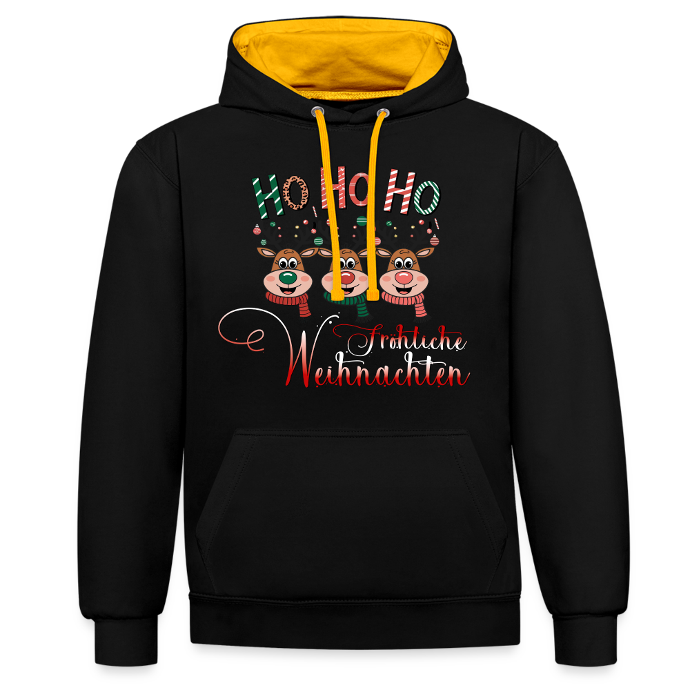 Fröhliche Weihnachten Hoodie - Schwarz/Gold