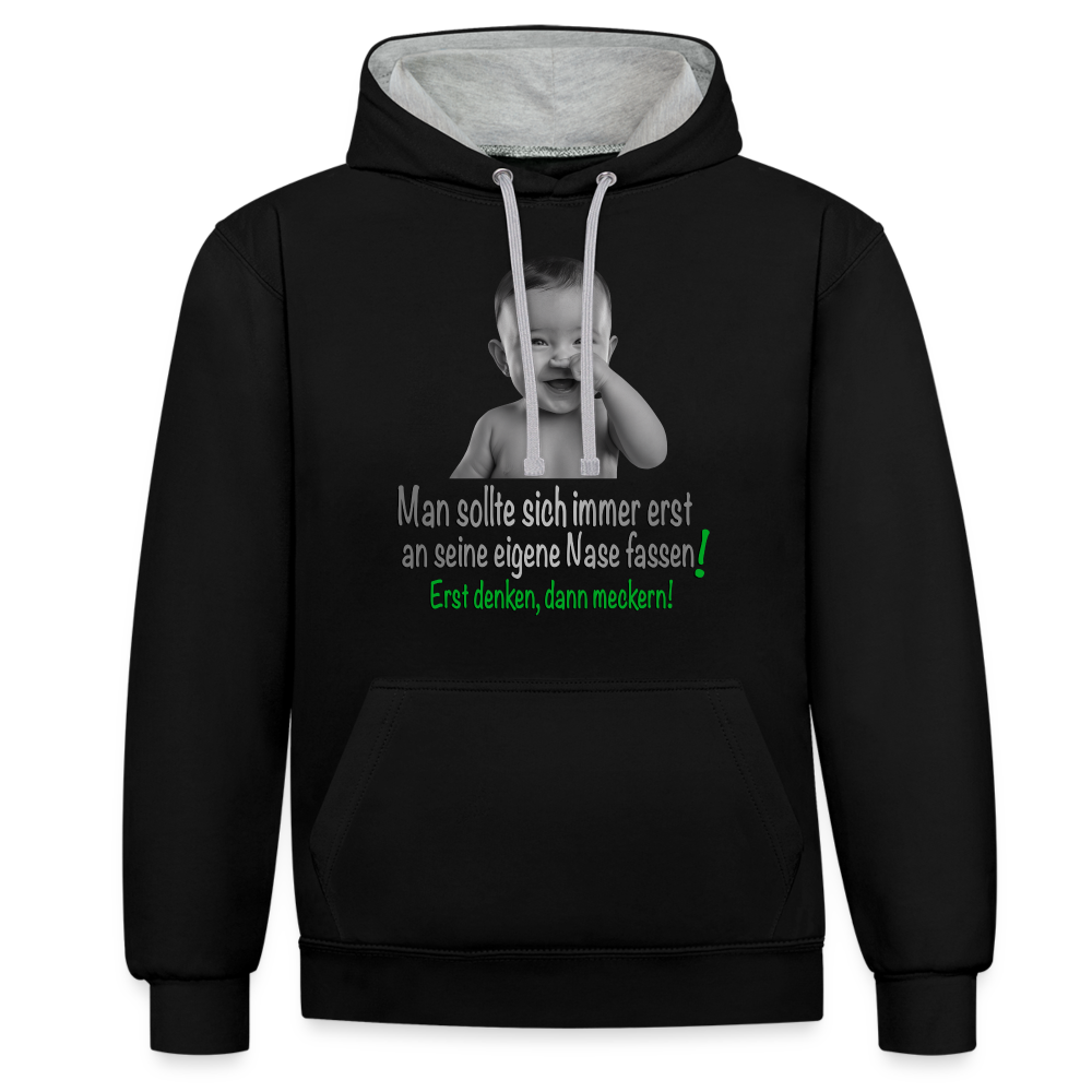 Erst denken, dann meckern 2 Colour Hoodie - Schwarz/Grau meliert