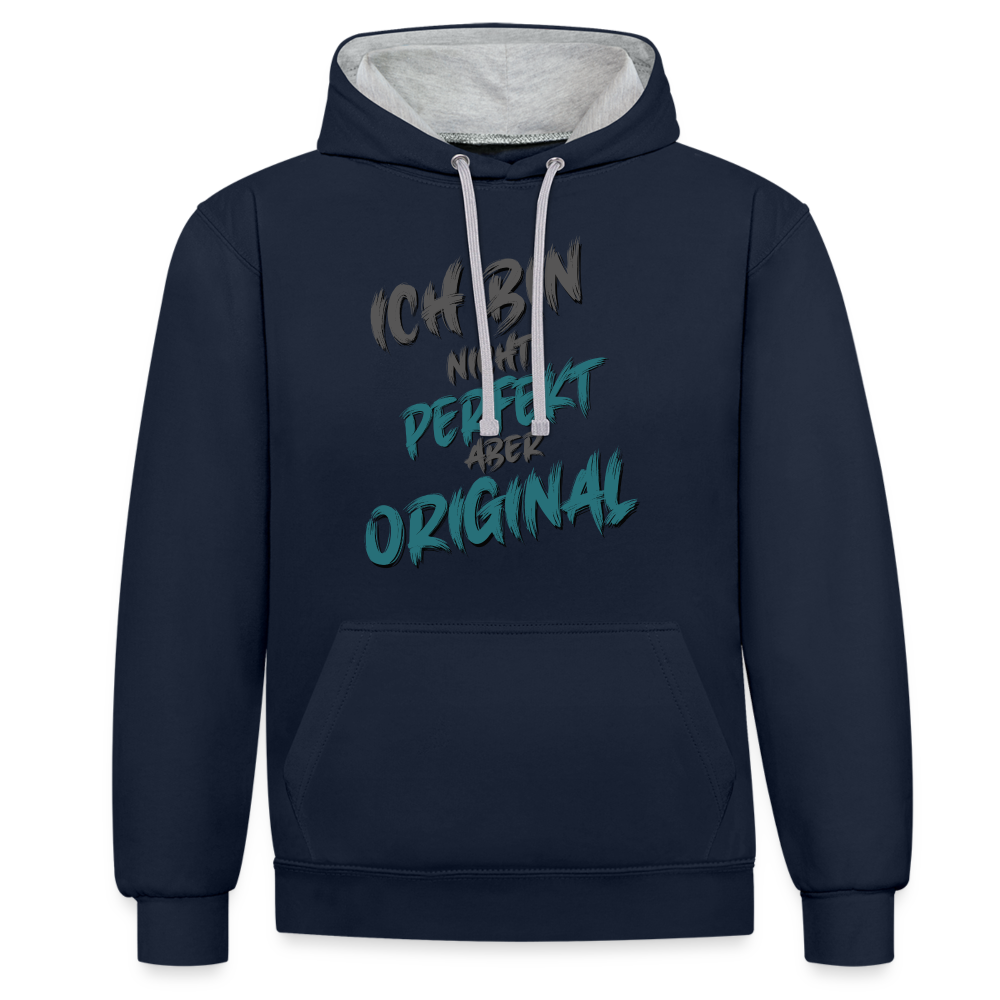 Ich bin nicht perfekt Hoodie - Navy/Grau meliert