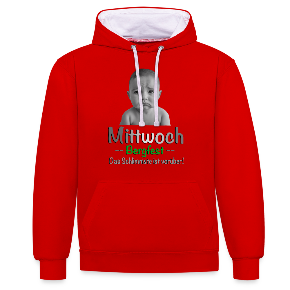 Mittwoch, endlich Bergfest - Hoodie - Rot/Weiß