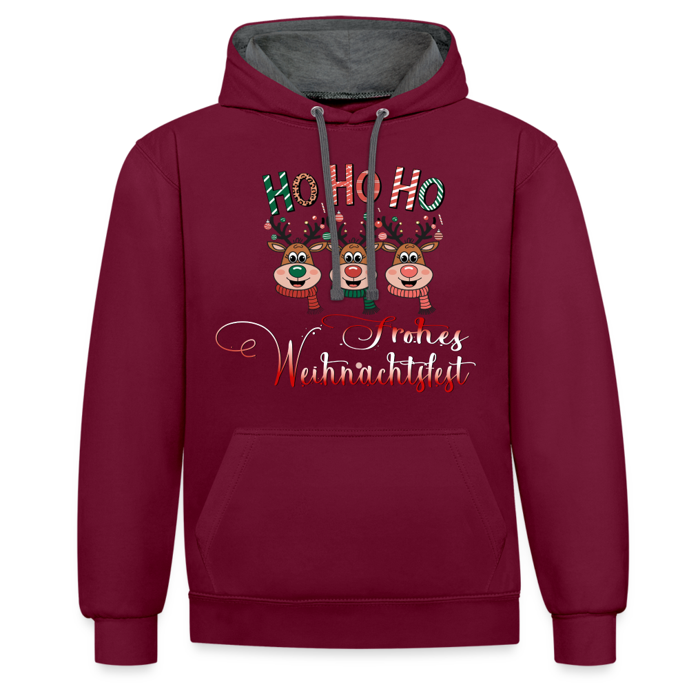 Frohes Fest Hoodie - Weinrot/Anthrazit