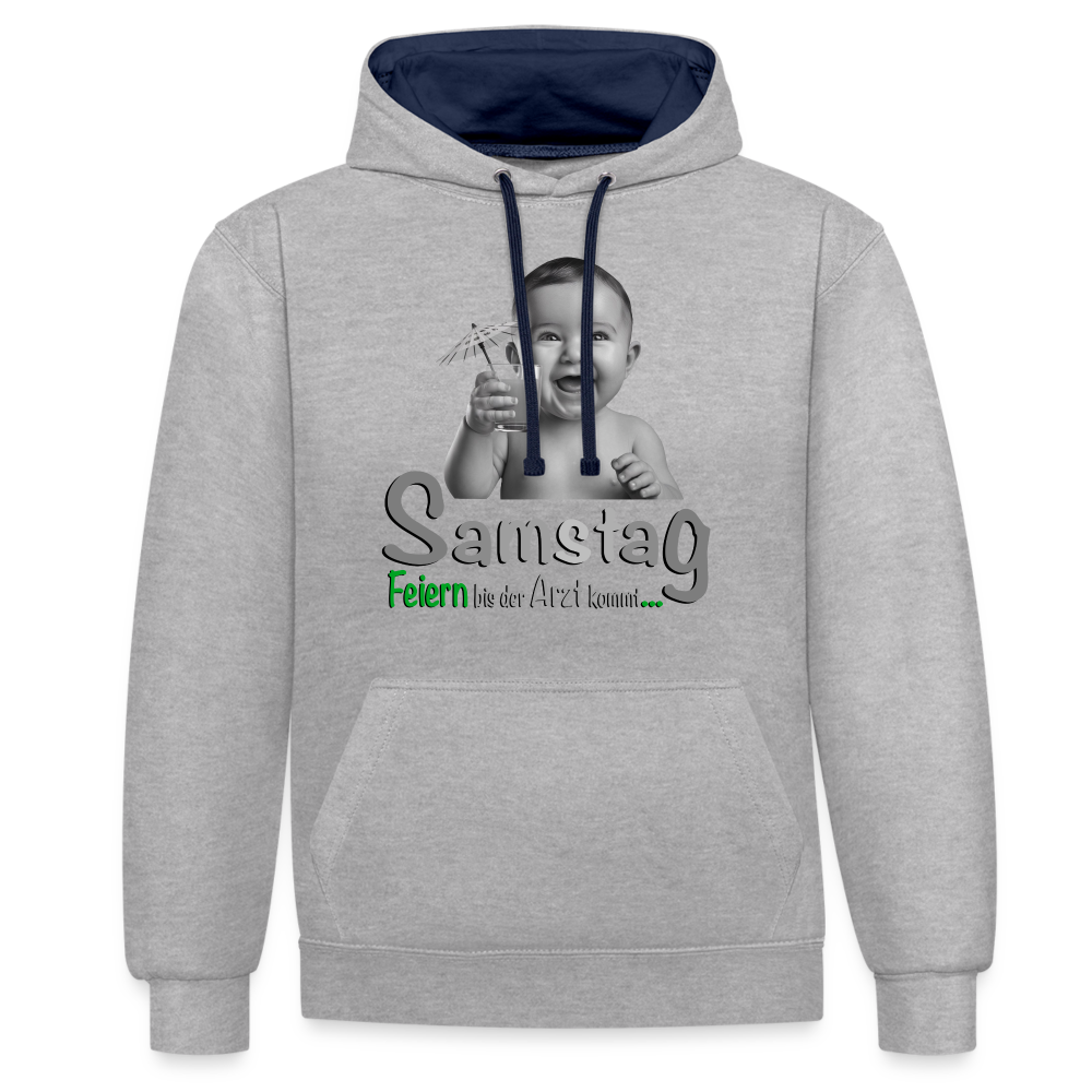 Feiern bis der Arzt kommt - Samstag Hoodie - Grau meliert/Navy