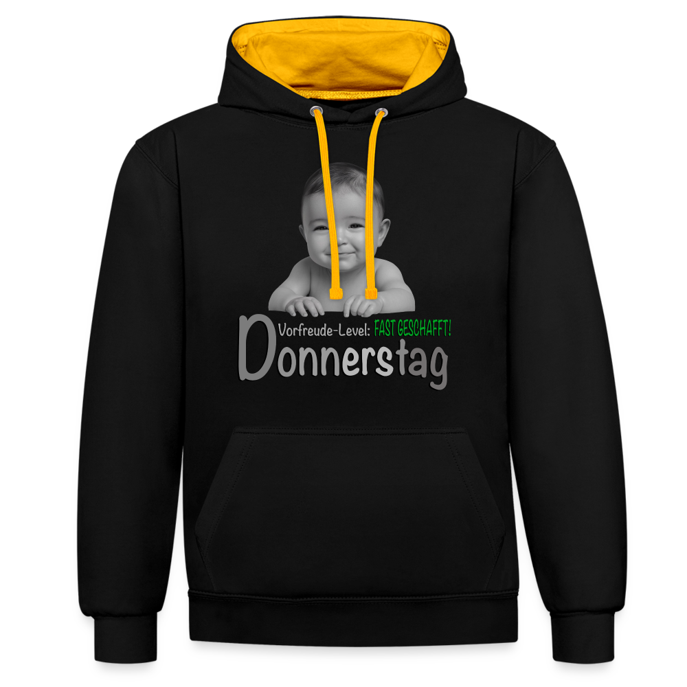 Donnerstag- Vorfreude-Level Hoodie - Schwarz/Gold
