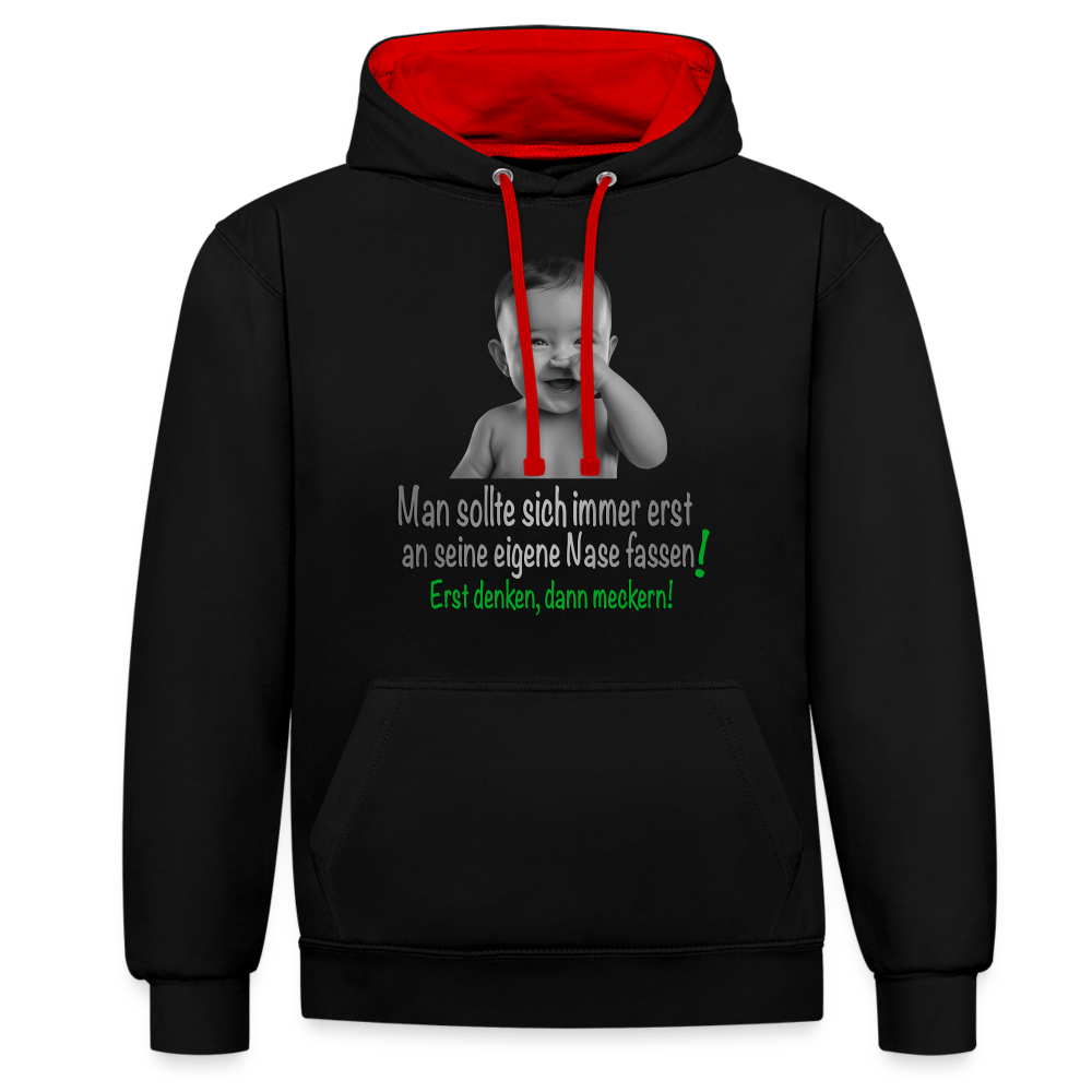 Erst denken, dann meckern 2 Colour Hoodie - Schwarz/Rot