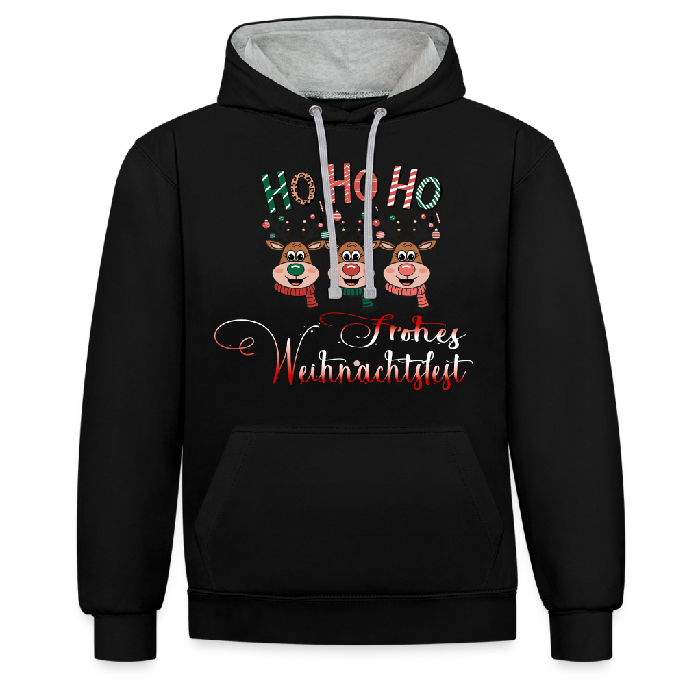 Frohes Fest Hoodie - Schwarz/Grau meliert
