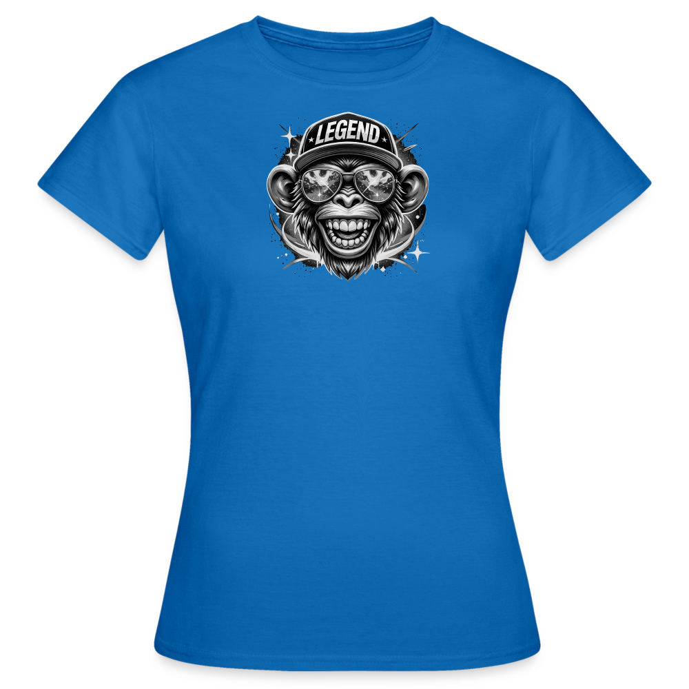 Frauen T-Shirt - lustiges schwarz weiss Affen Motiv - Royalblau