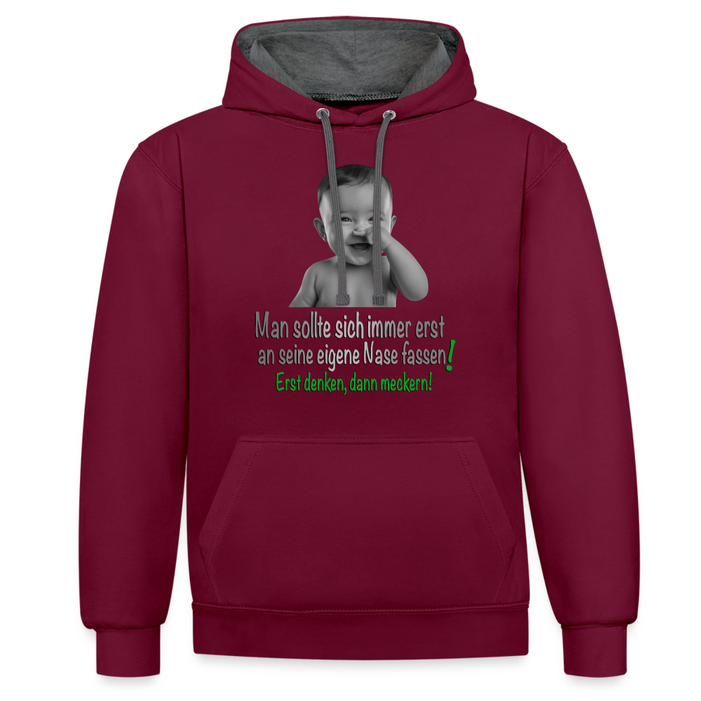 Erst denken, dann meckern 2 Colour Hoodie - Weinrot/Anthrazit