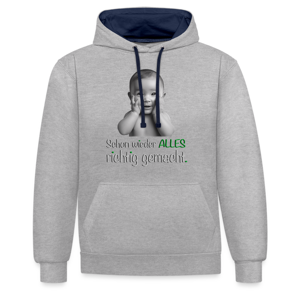 Alles richtig gemacht - Premium Hoodie 😉 - Grau meliert/Navy
