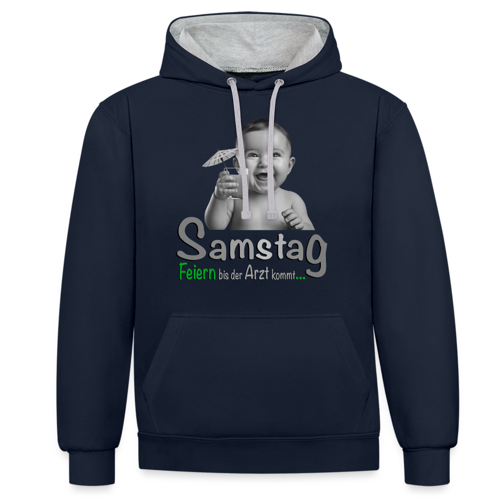 Feiern bis der Arzt kommt - Samstag Hoodie - Navy/Grau meliert