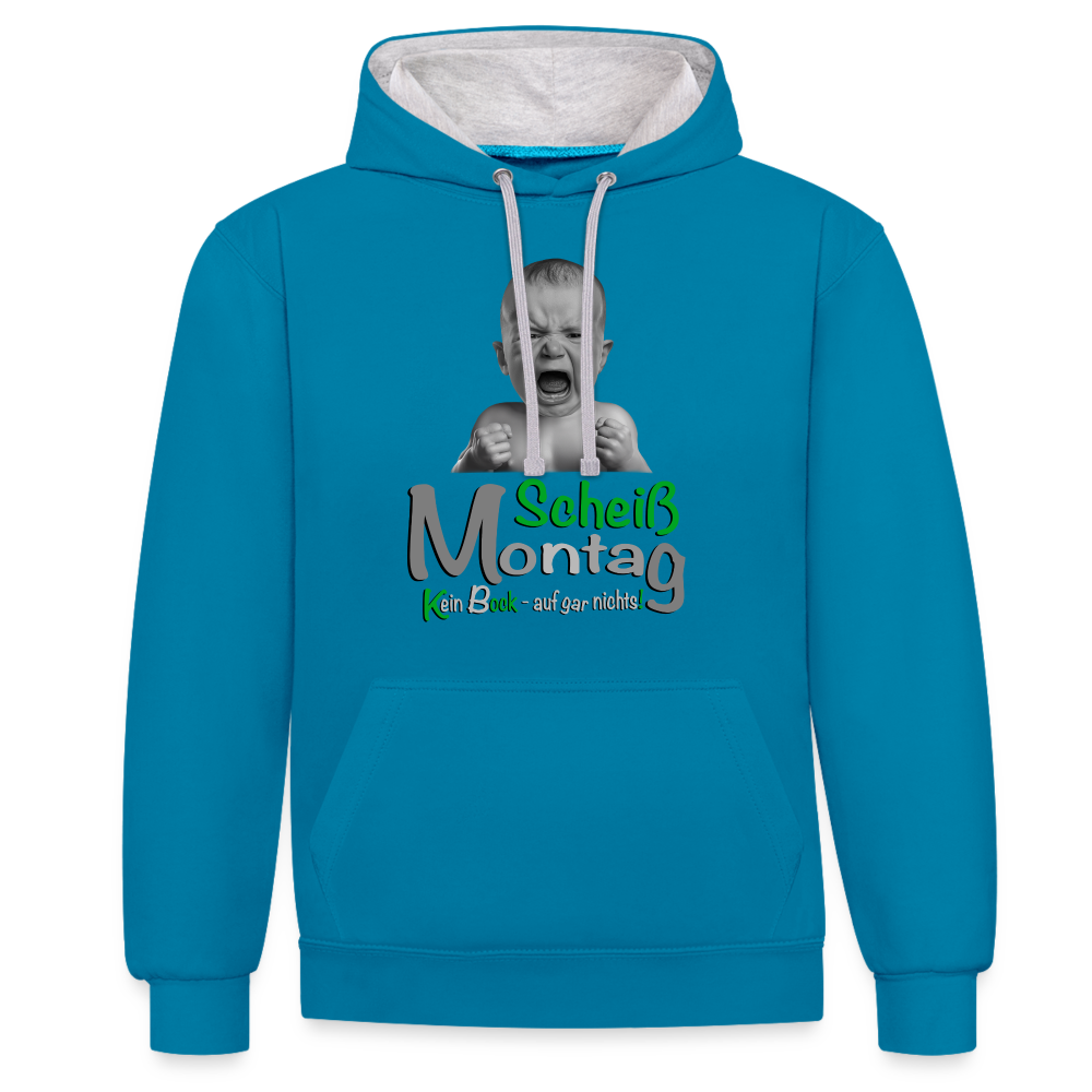 Montag ist ätzend Hoodie - Pfauenblau/Grau meliert