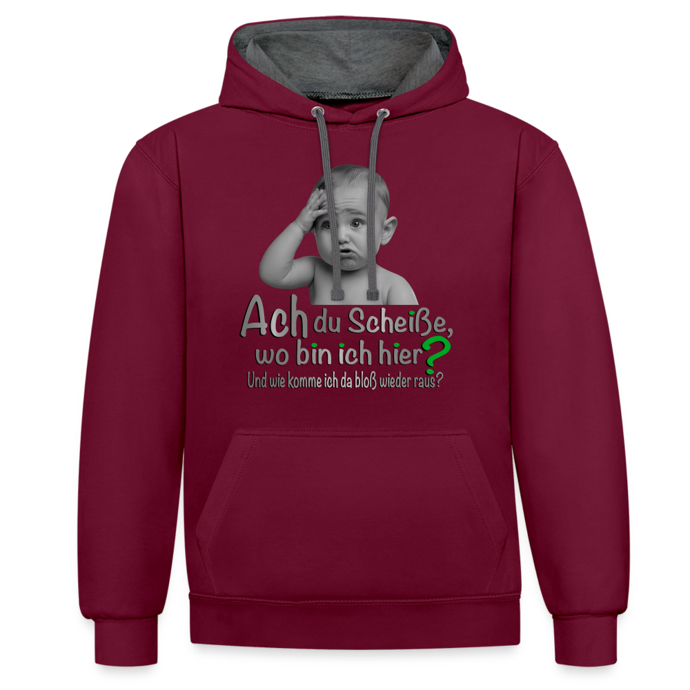 Wo bin ich hier 2 Color Hoodie - Weinrot/Anthrazit