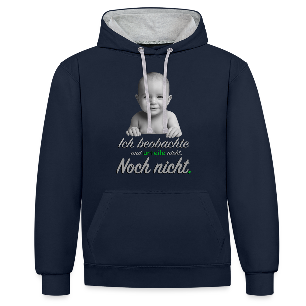 Ich beobachte nicht - Premium Hoodie đ - Navy/Grau meliert