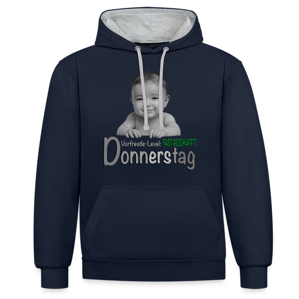 Donnerstag- Vorfreude-Level Hoodie - Navy/Grau meliert