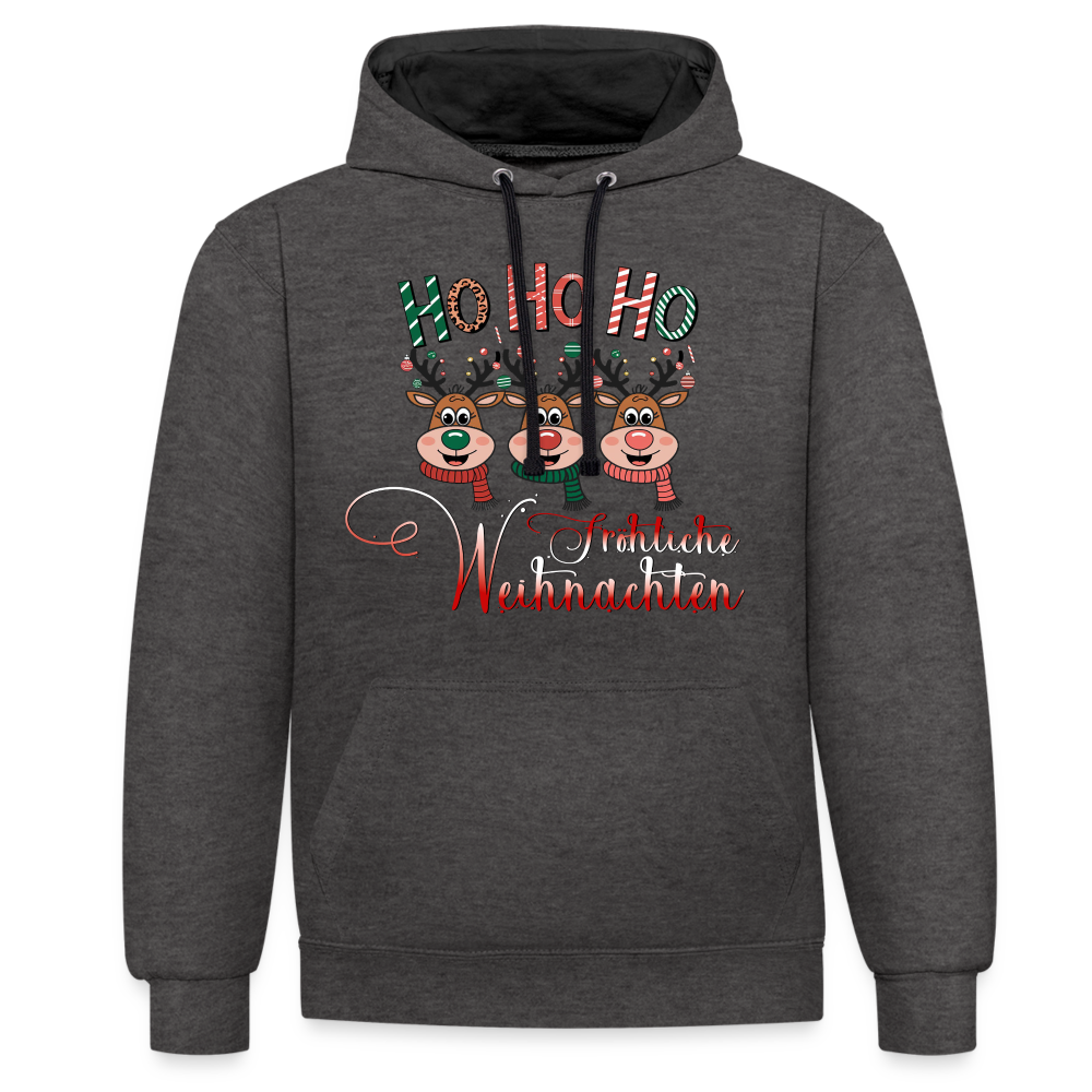 Fröhliche Weihnachten Hoodie - Anthrazit/Schwarz