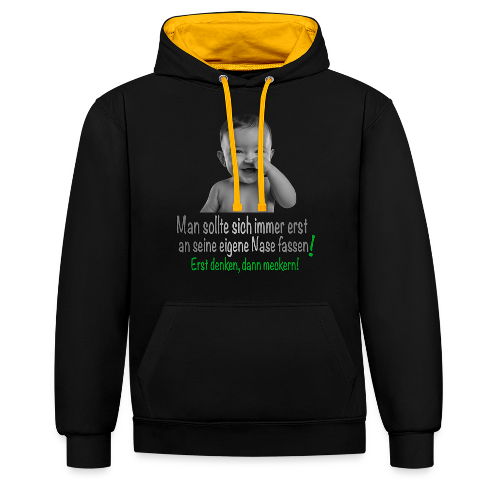 Erst denken, dann meckern 2 Colour Hoodie - Schwarz/Gold