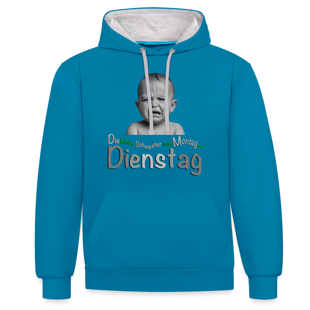 Das T-Shirt für Dienstags - Pfauenblau/Grau meliert
