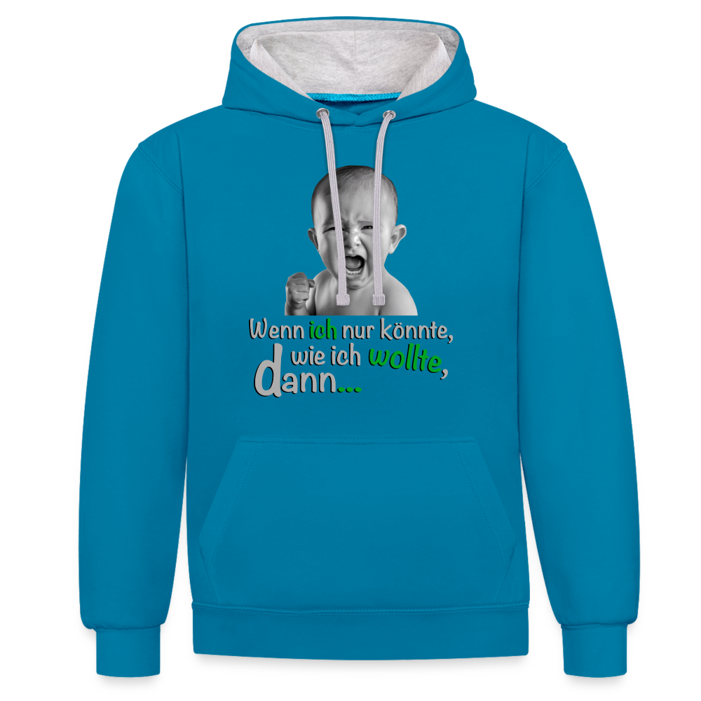 Wenn ich nur könnte - Hoodie - Pfauenblau/Grau meliert