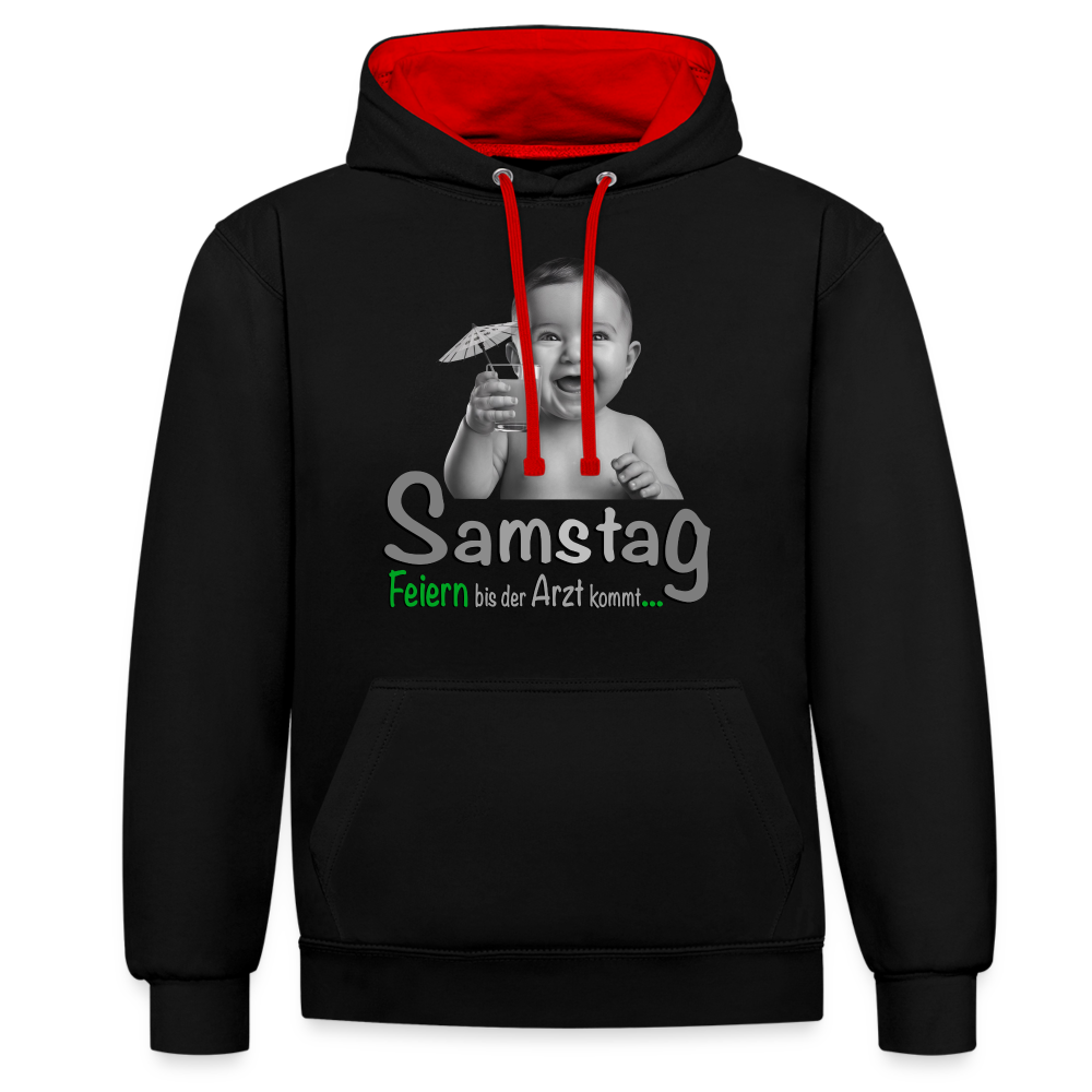 Feiern bis der Arzt kommt - Samstag Hoodie - Schwarz/Rot