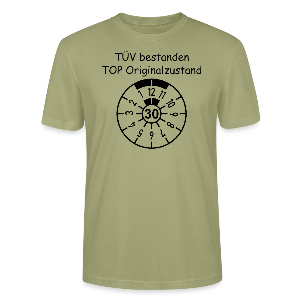 30. Geburtstag T-Shirt TÜV Originalzustand Plakette Design nebelgrün Bio-Baumwolle - StreetwearX