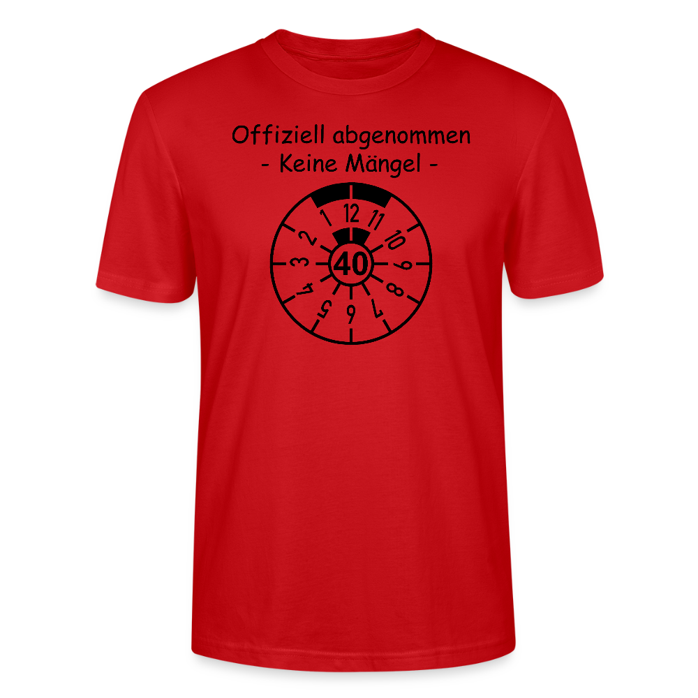 40. Geburtstag T-Shirt offiziell abgenommen keine Mängel TÜV Plakette Design rot Bio-Baumwolle - StreetwearX