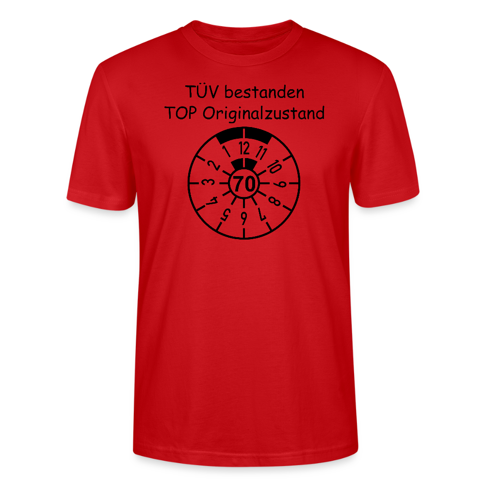 70. Geburtstag T-Shirt TÜV Originalzustand Plakette Design rot Bio-Baumwolle - StreetwearX