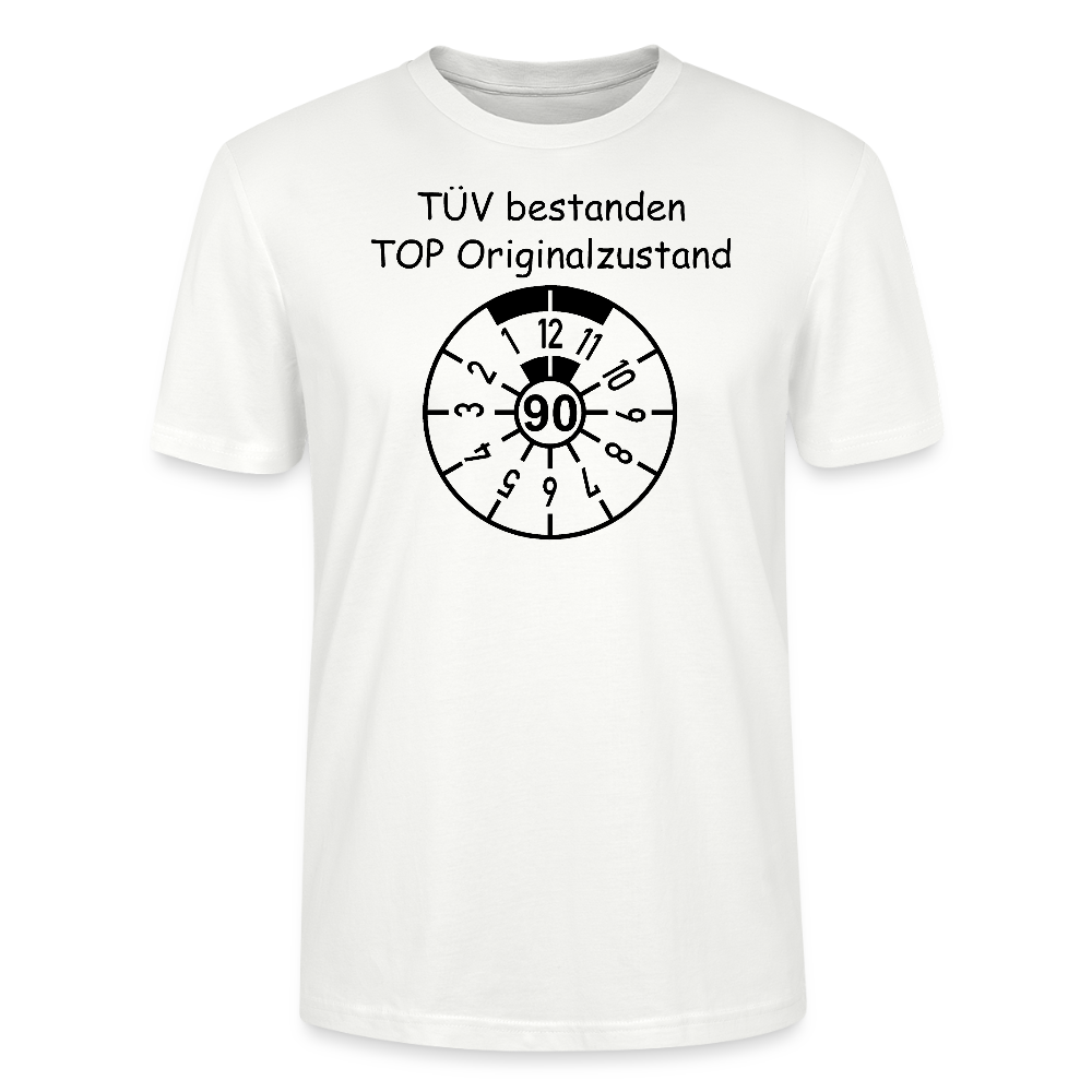 90. Geburtstag T-Shirt Originalzustand TÜV Plakette Design weiss Bio-Baumwolle - StreetwearX
