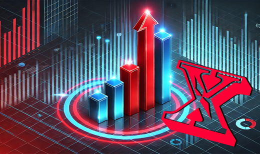 Grafik mit futuristischem Design: Im Vordergrund das markante rote X des Labels ‚StreetwearX‘, eingebettet in eine digitale Szenerie mit leuchtendem Wachstumssymbol und steigenden Balkendiagrammen – symbolisiert Erfolg und Innovation.