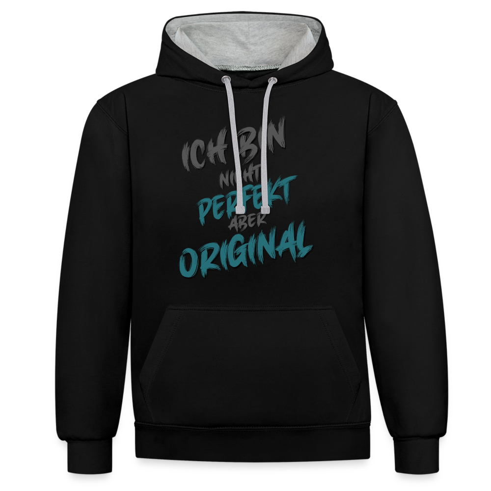 Ich bin nicht perfekt Hoodie - Schwarz/Grau meliert