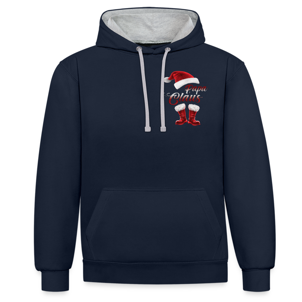 Der Papa Claus Festtags 2 Color Hoodie - Navy/Grau meliert