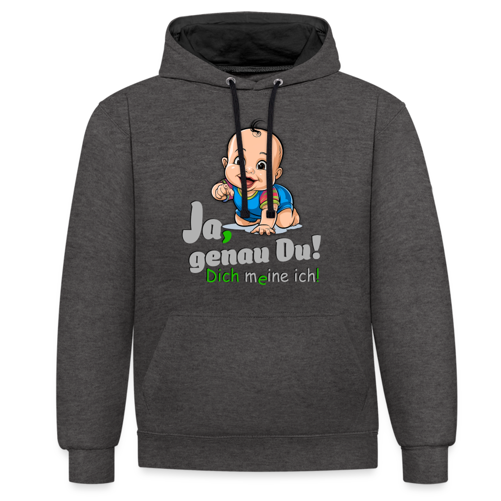 Ja, genau Du - Premium Hoodie 🙂 - Anthrazit/Schwarz