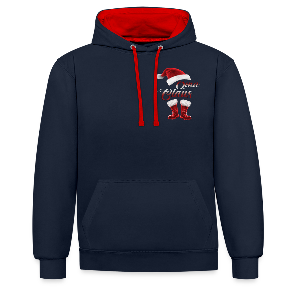 2 Hoodie für die Oma Claus - Navy/Rot