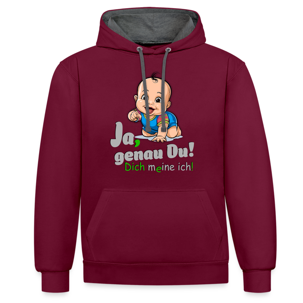 Ja, genau Du - Premium Hoodie 🙂 - Weinrot/Anthrazit