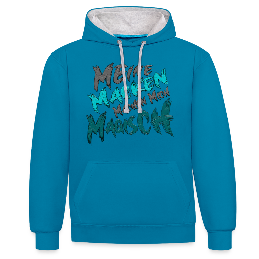 Magische Macken Hoodie - Pfauenblau/Grau meliert