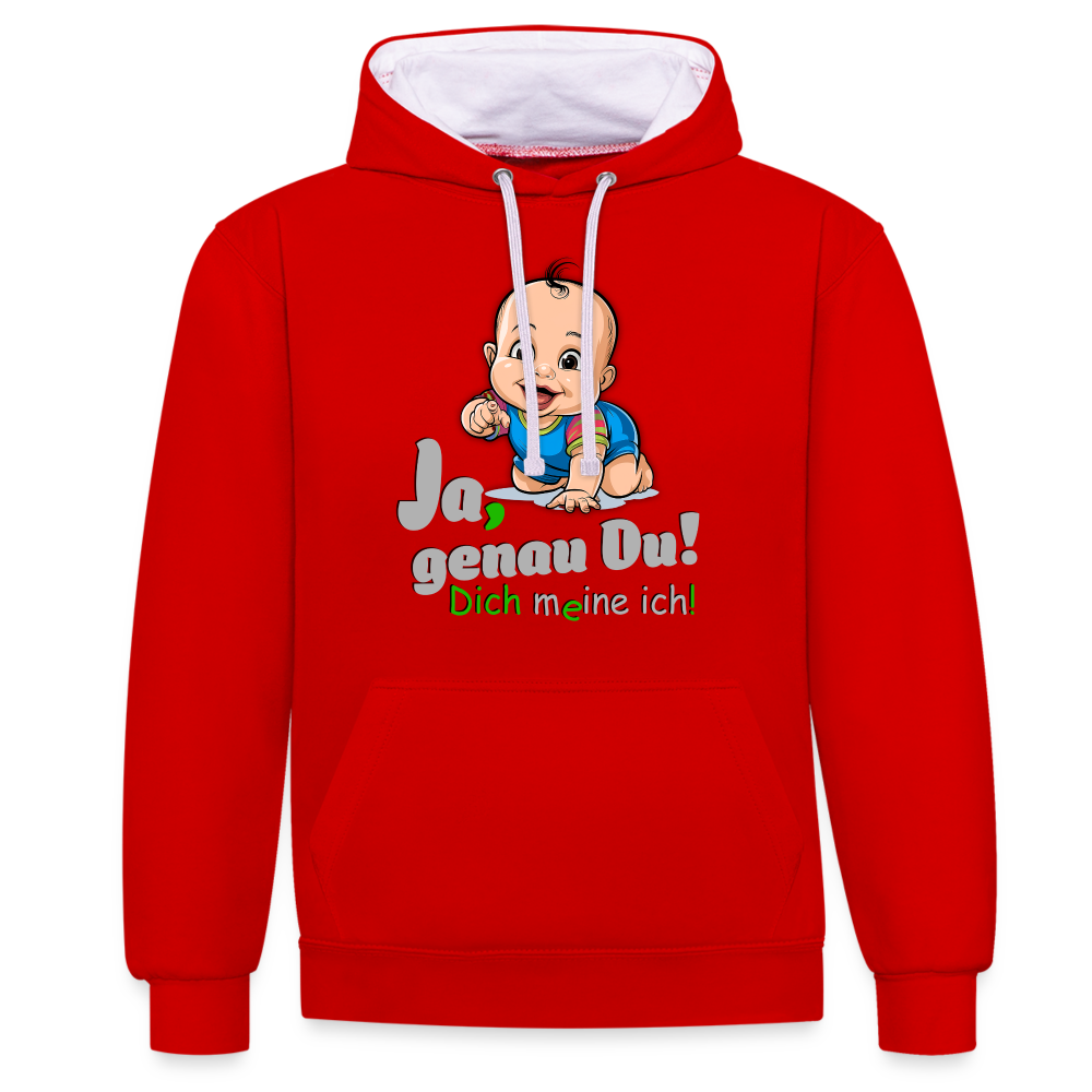 Ja, genau Du - Premium Hoodie 🙂 - Rot/Weiß