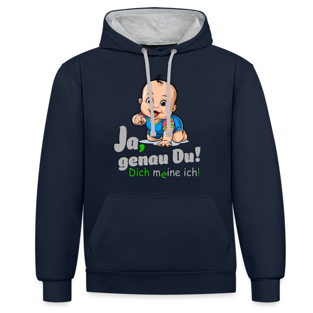 Ja, genau Du - Premium Hoodie 🙂 - Navy/Grau meliert