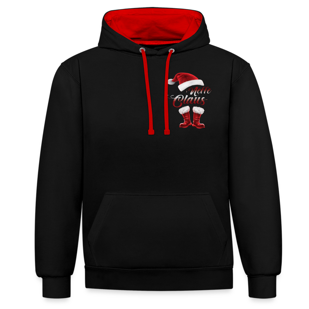 Neffe Claus Festlicher Hoodie - Schwarz/Rot