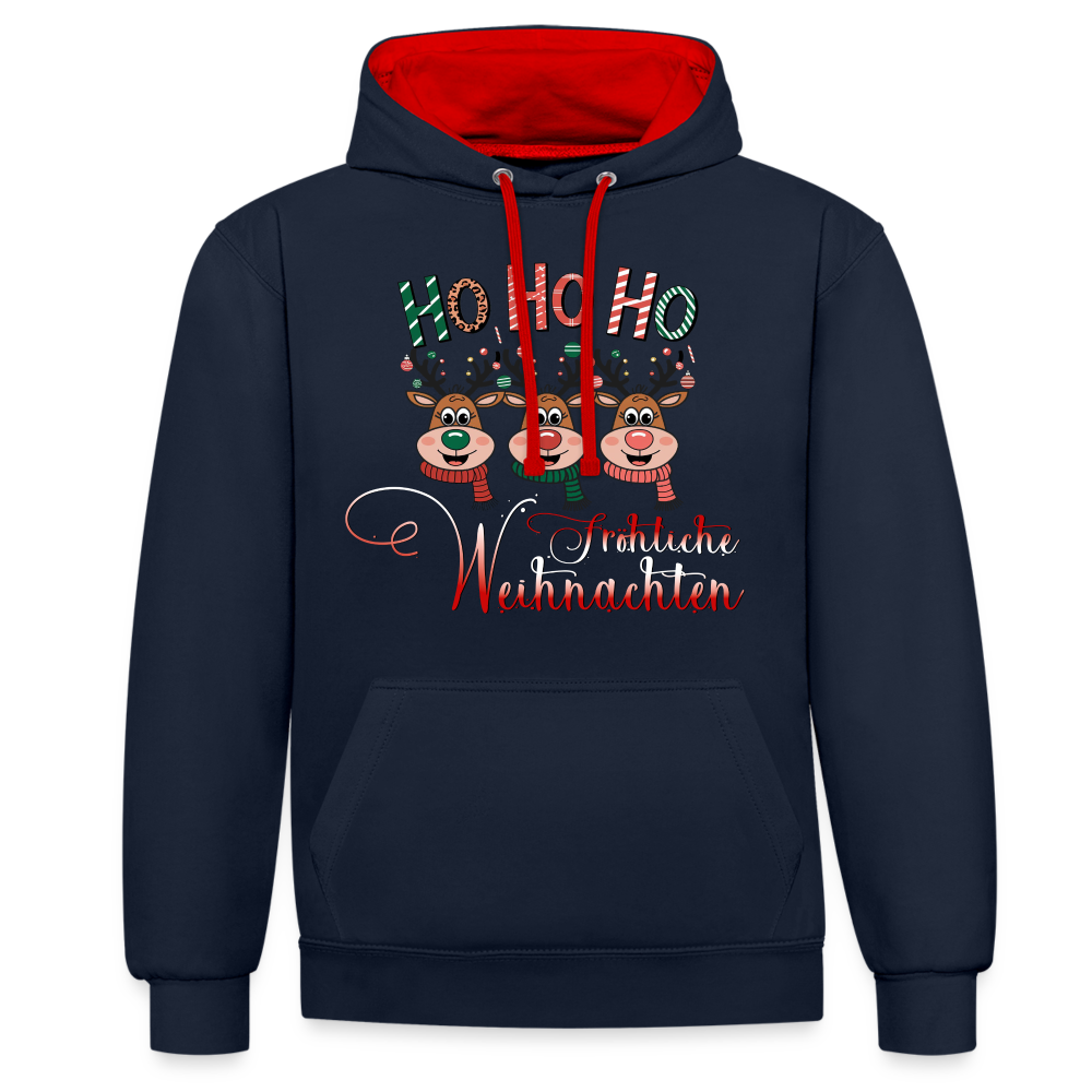 Fröhliche Weihnachten Hoodie - Navy/Rot