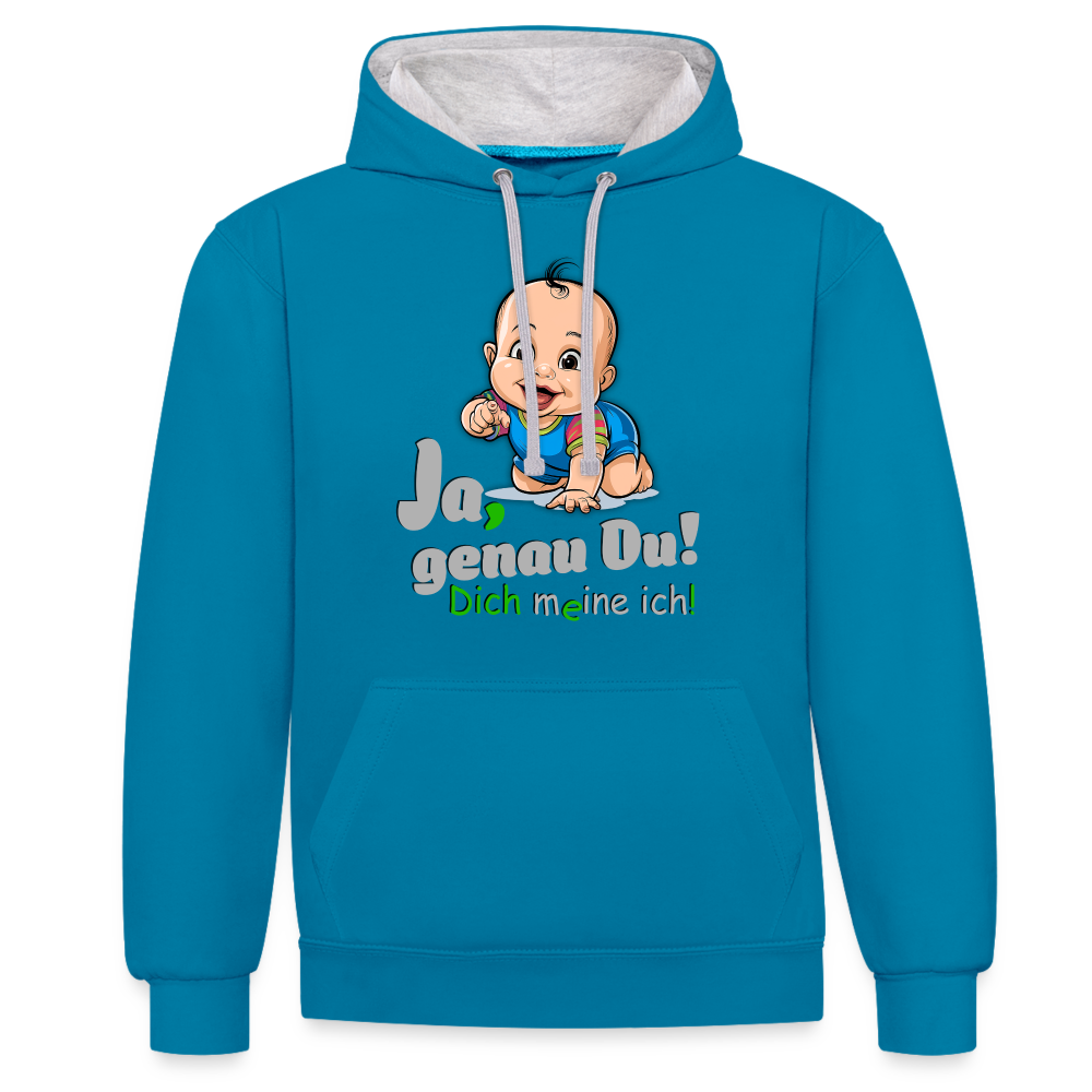 Ja, genau Du - Premium Hoodie 🙂 - Pfauenblau/Grau meliert