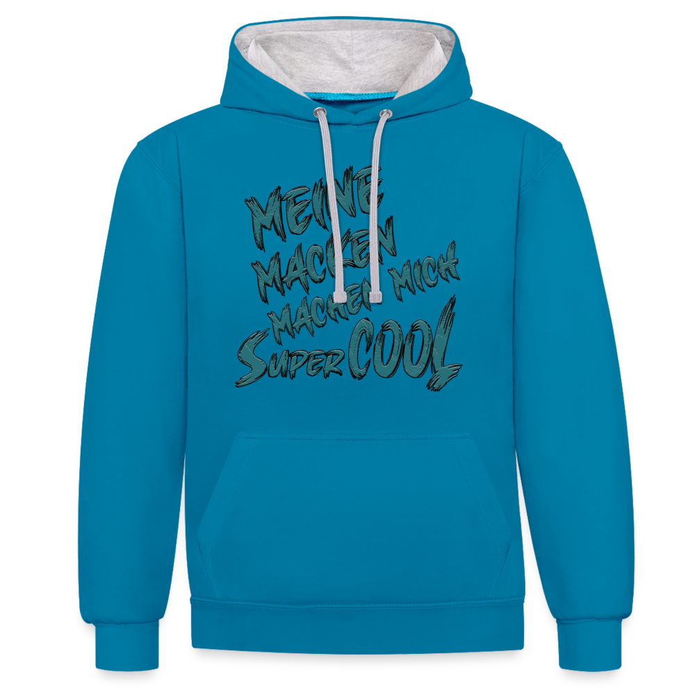 Super colle Macken Hoodie - Pfauenblau/Grau meliert