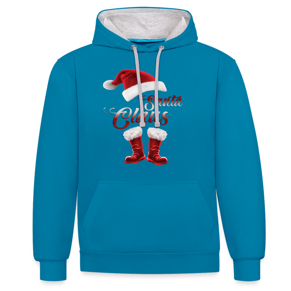 Santa Claus Hoodie - Pfauenblau/Grau meliert