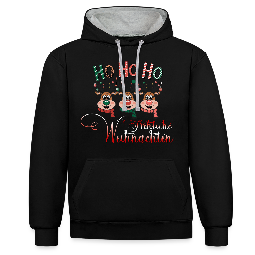 Fröhliche Weihnachten Hoodie - Schwarz/Grau meliert