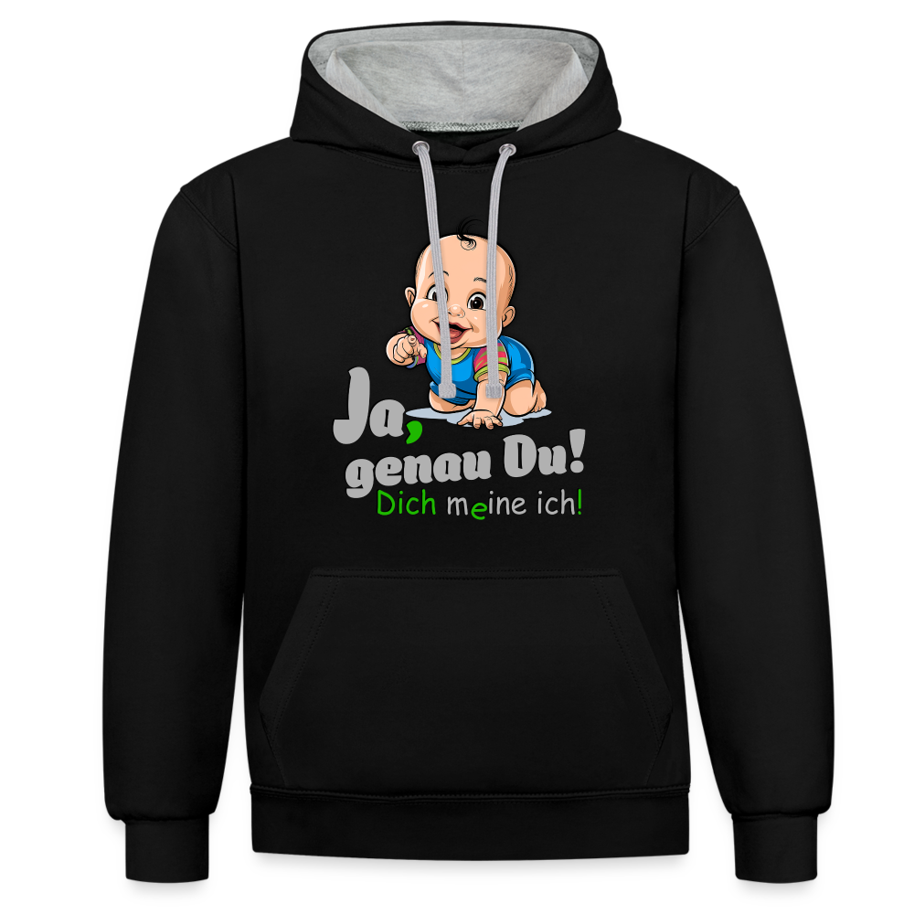 Ja, genau Du - Premium Hoodie 🙂 - Schwarz/Grau meliert