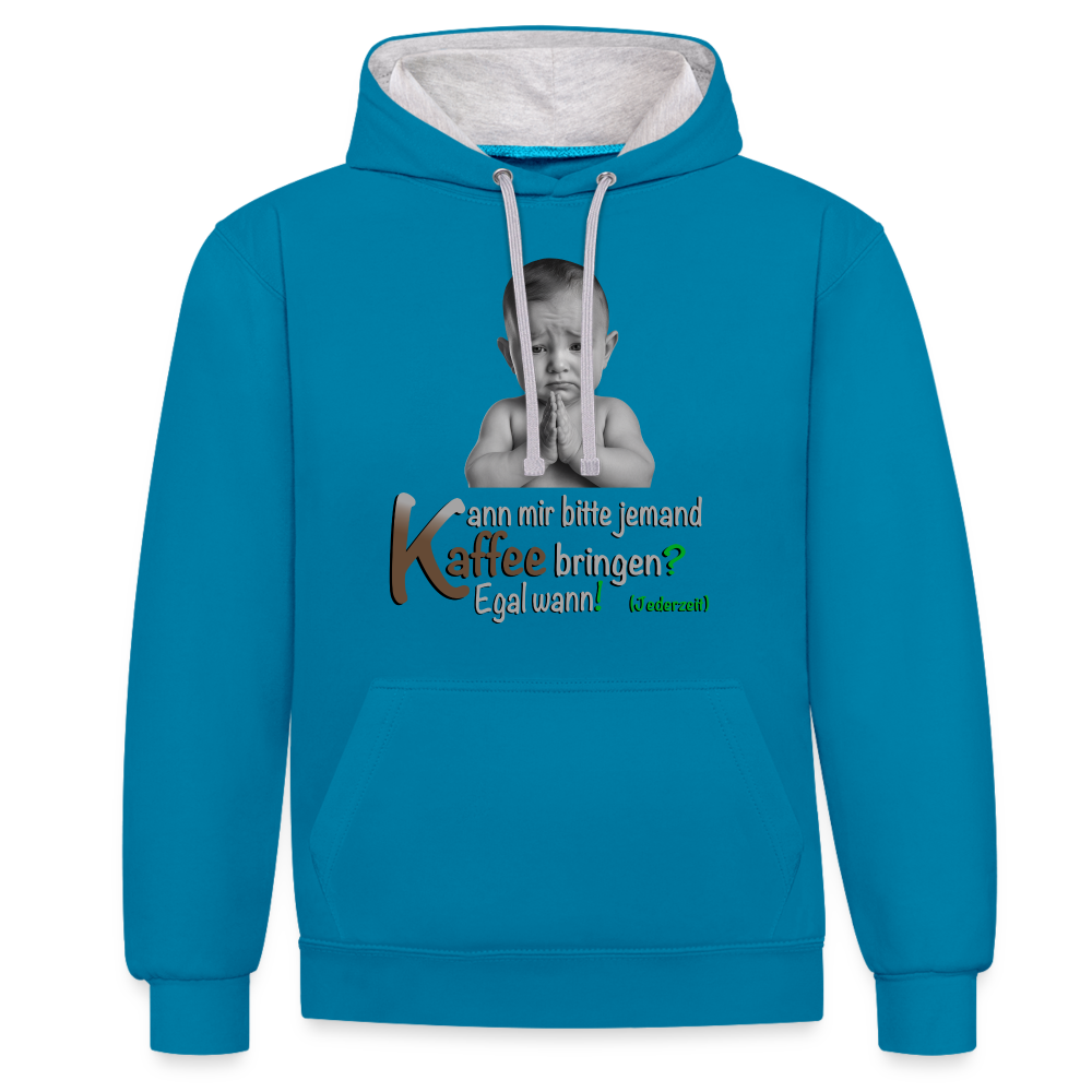 Der Hoodie für kostenlosen Kaffee ✅ - Pfauenblau/Grau meliert