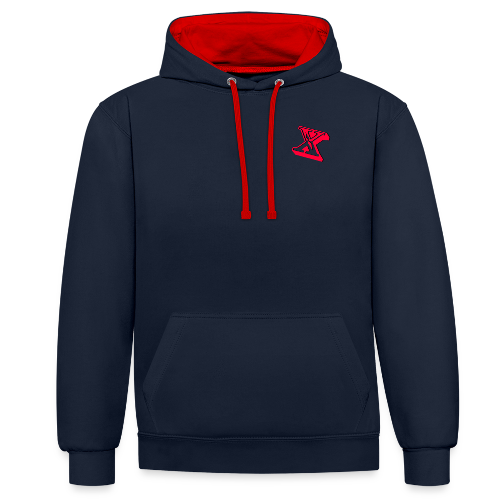 Cooler Freizeit Hoodie - Navy/Rot