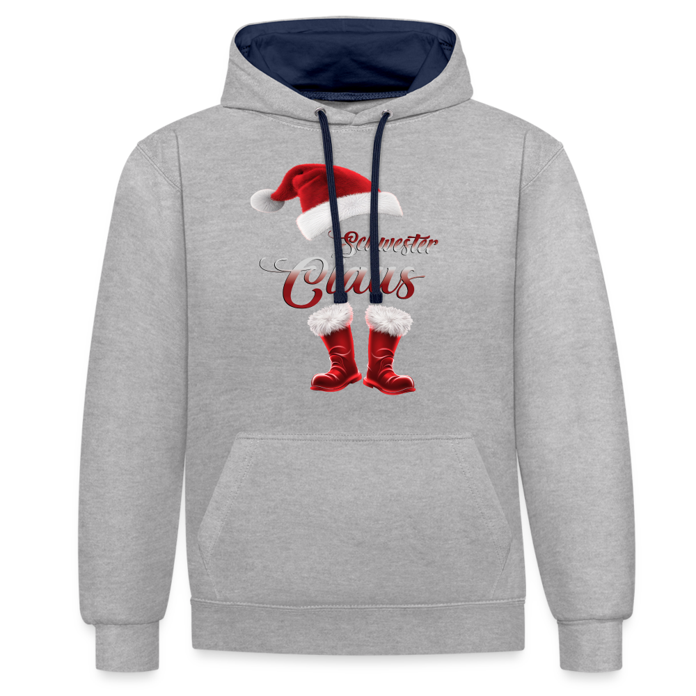 Schwester Claus Hoodie - Grau meliert/Navy