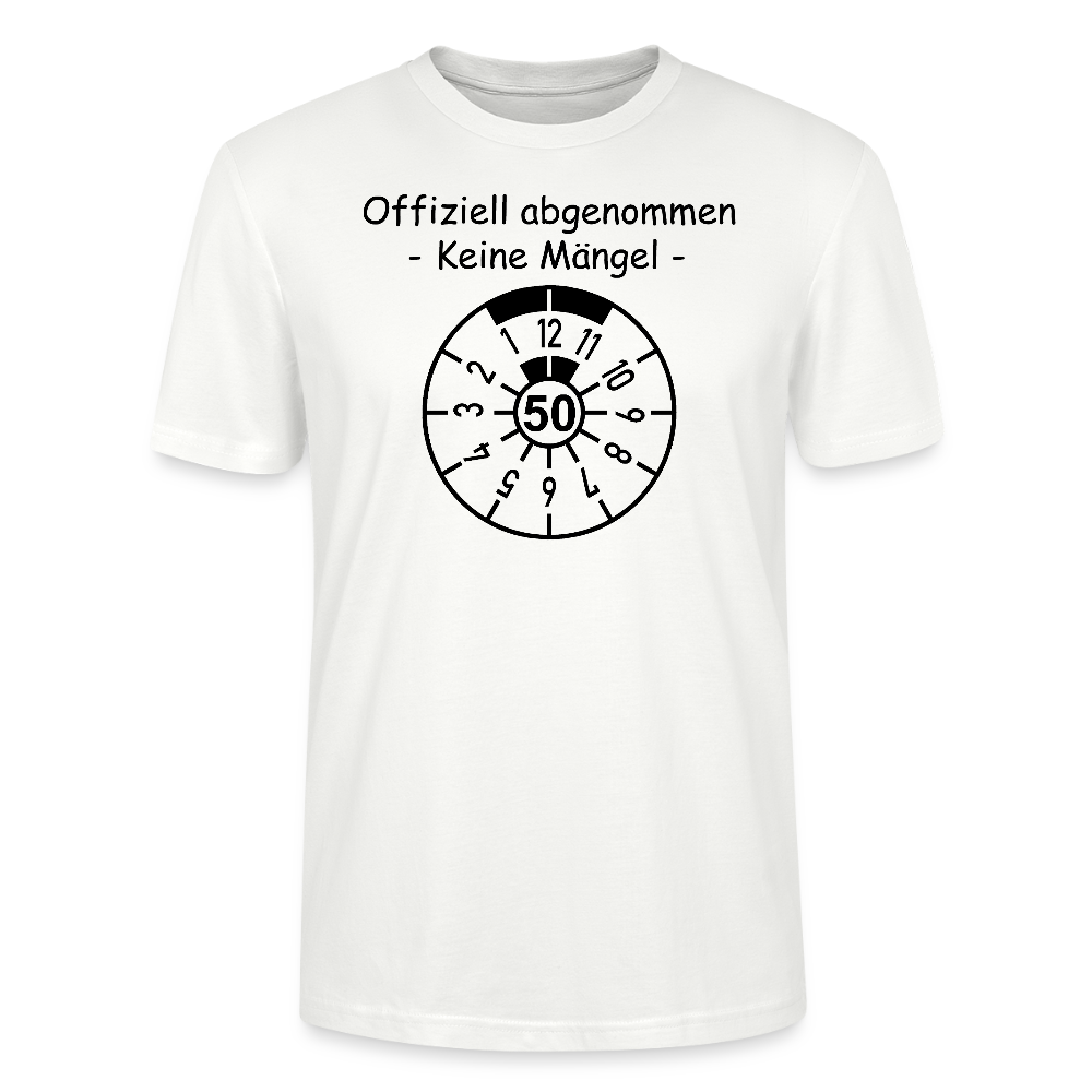 50. Geburtstag T-Shirt offiziell abgenommen keine Mängel TÜV Plakette Design weiß Bio-Baumwolle - StreetwearX
